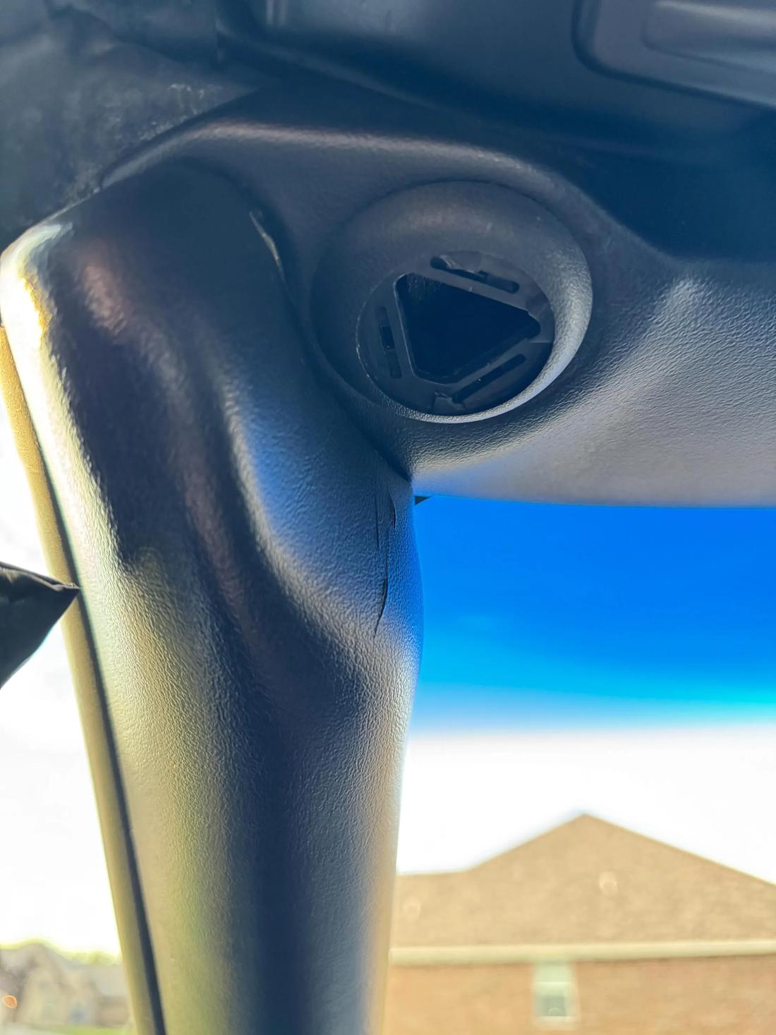 Visor mounting hole before the cover